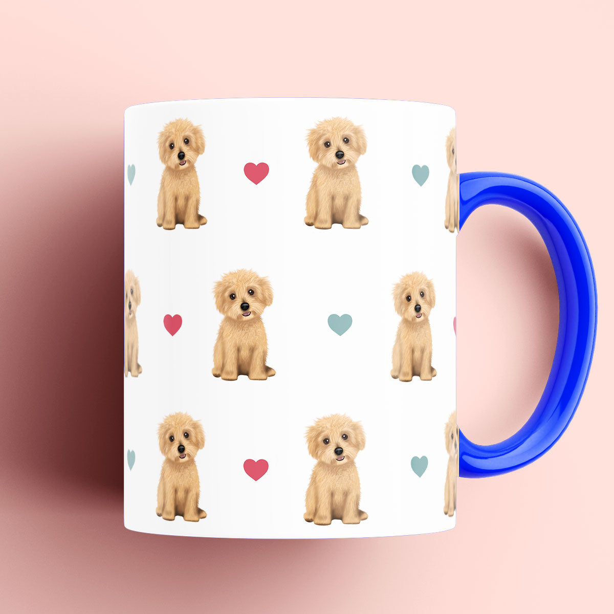 Maltipoo and Hearts Patterned Mug