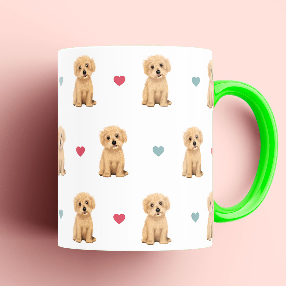 Maltipoo and Hearts Patterned Mug