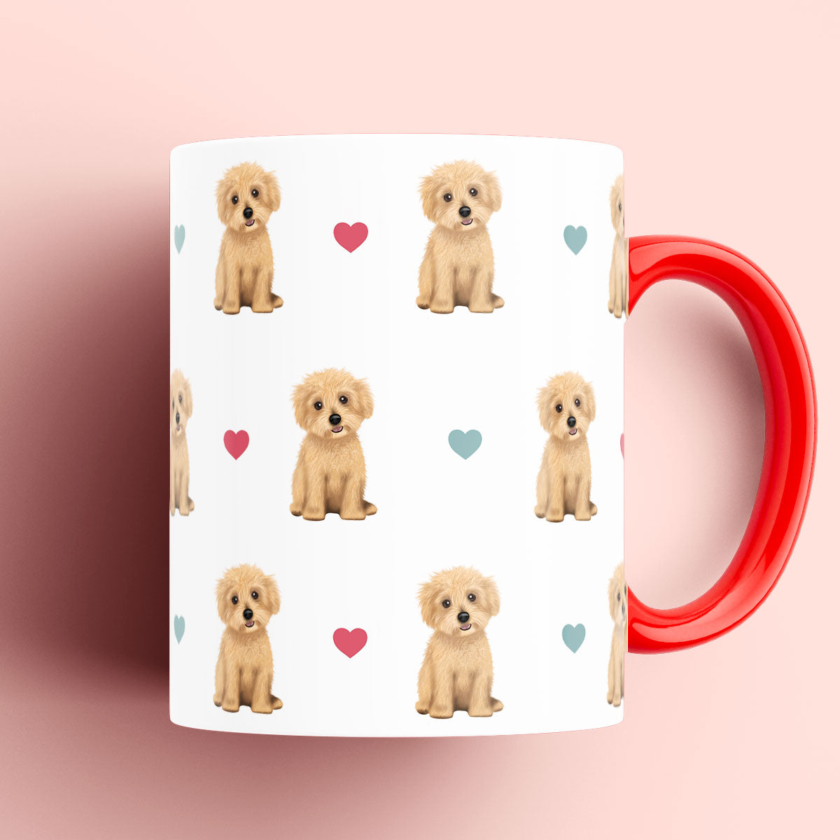 Maltipoo and Hearts Patterned Mug