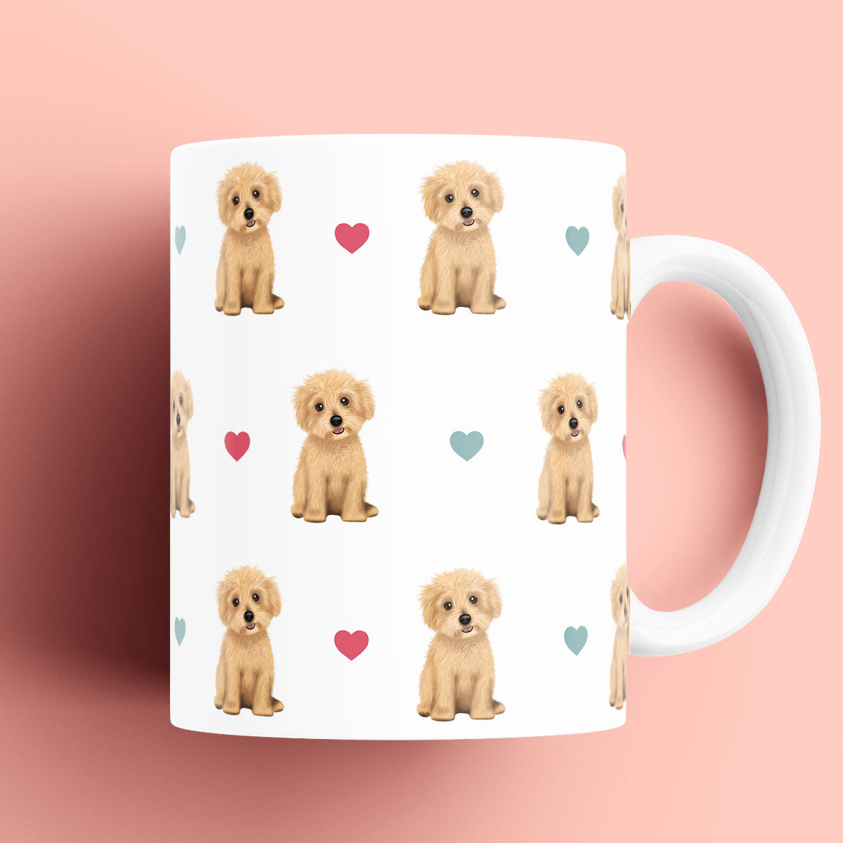 Maltipoo and Hearts Patterned Mug