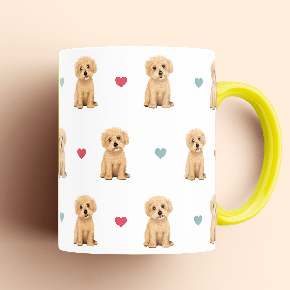 Maltipoo and Hearts Patterned Mug