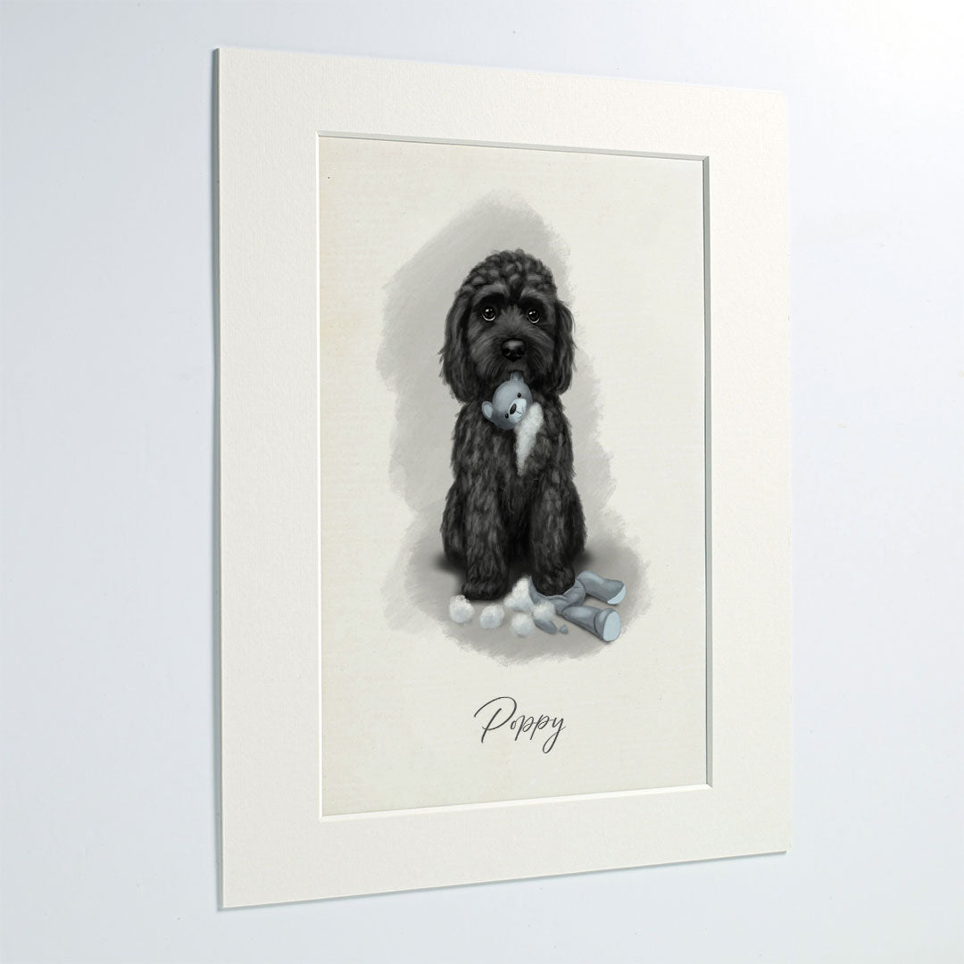Personalised Black Cockapoo - The Teddy is Defeated - Mounted