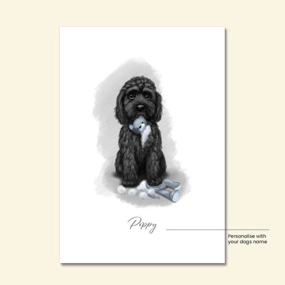 Personalised Black Cockapoo - The Teddy is Defeated