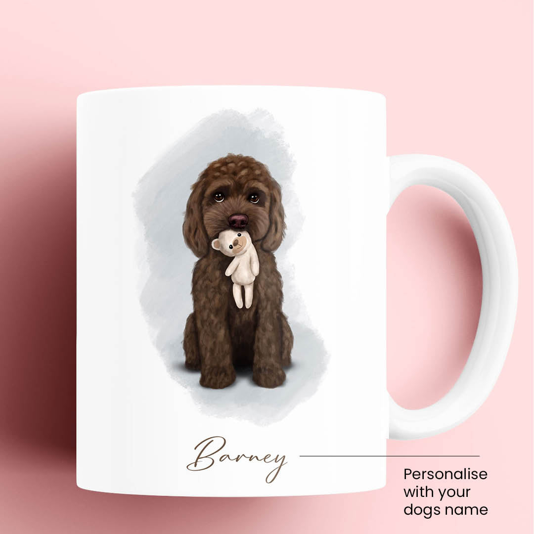 Personalised Chocolate Cockapoo with Teddy Mug