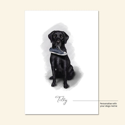 Personalised Black Labrador "I've got your Shoe"