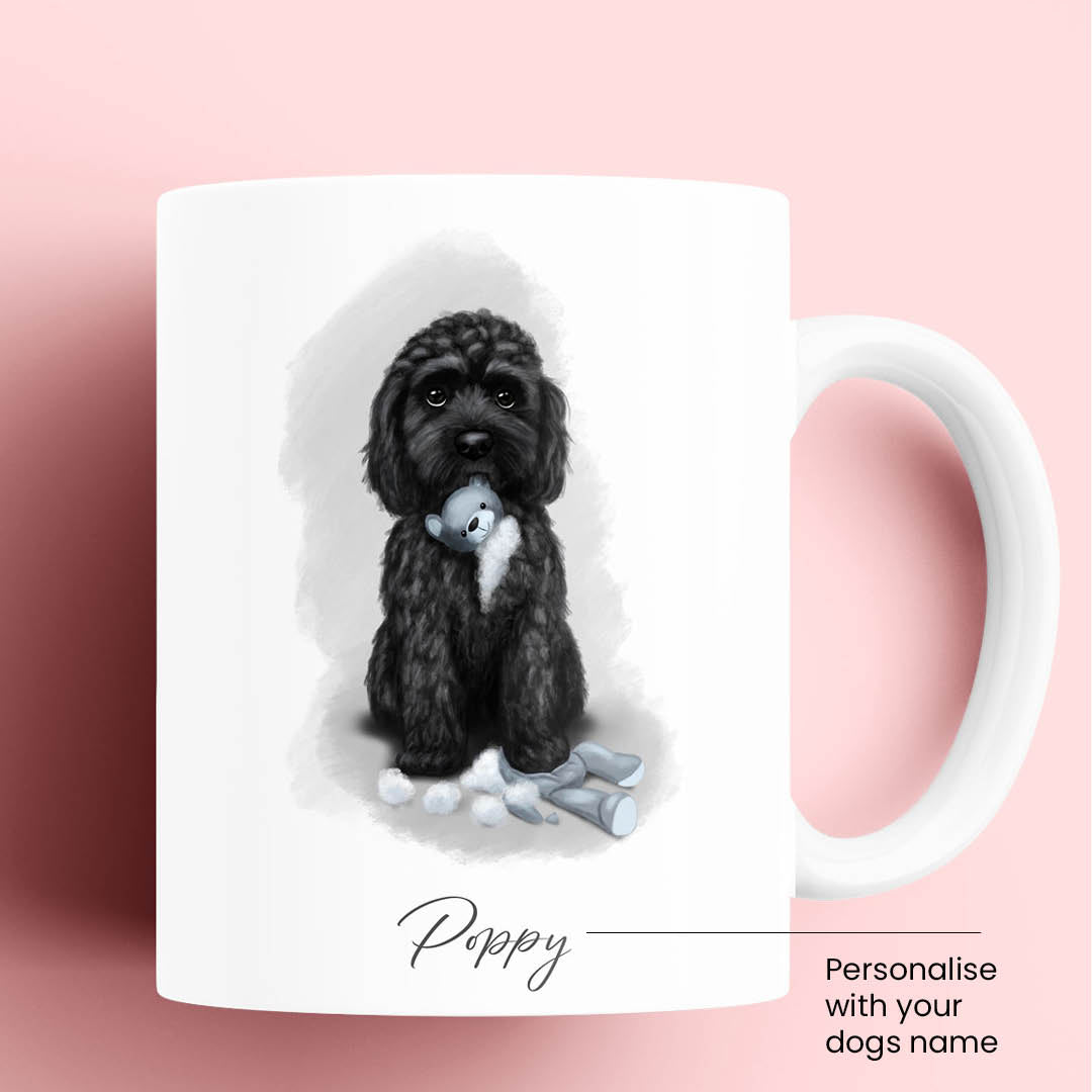 Personalised Black Cockapoo with Teddy Mug