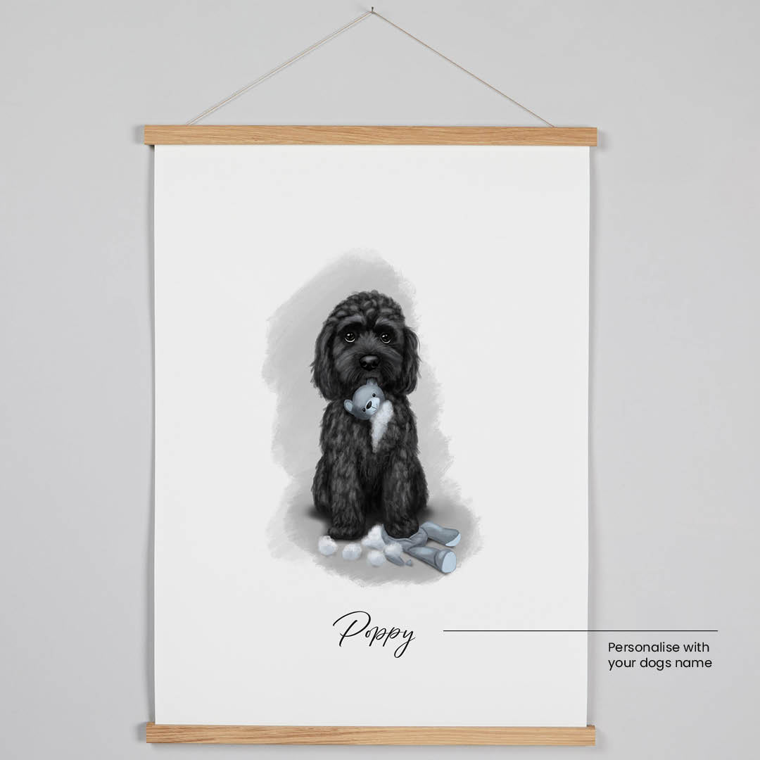 Personalised Black Cockapoo Hanging Print