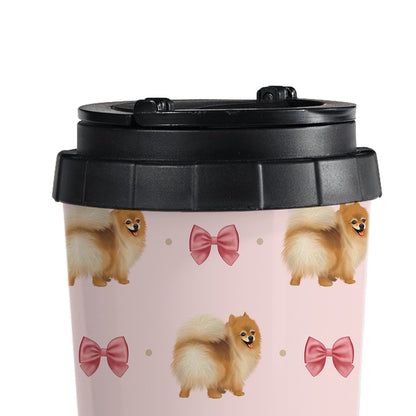 Pomeranian and Bows Pattern Travel Mug