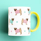 Pugs and Hearts Patterned Mug