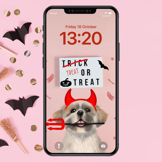 Shih Tzu Treat or Treat Phone Wallpaper