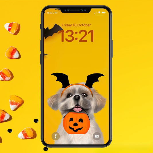 Shih Tzu Halloween Phone Wallpaper