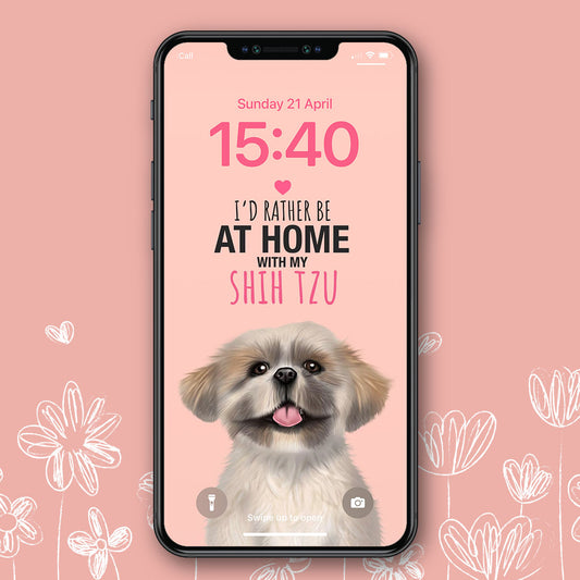 Home with my Shih Tzu Phone Wallpaper