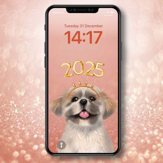 Shih Tzu New Year Phone Wallpaper