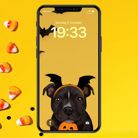 Staffy Halloween Phone Wallpaper