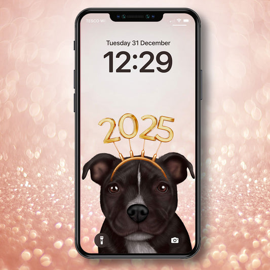 Staffordshire Bull Terrier New Year Phone Wallpaper