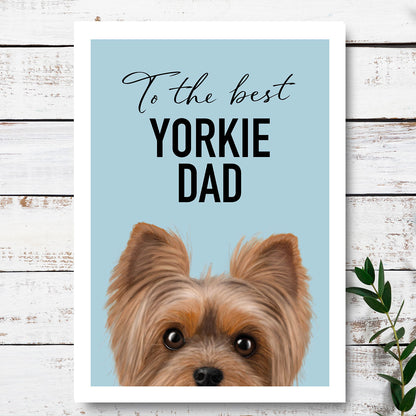 Peeping Yorkie Best Dad Card