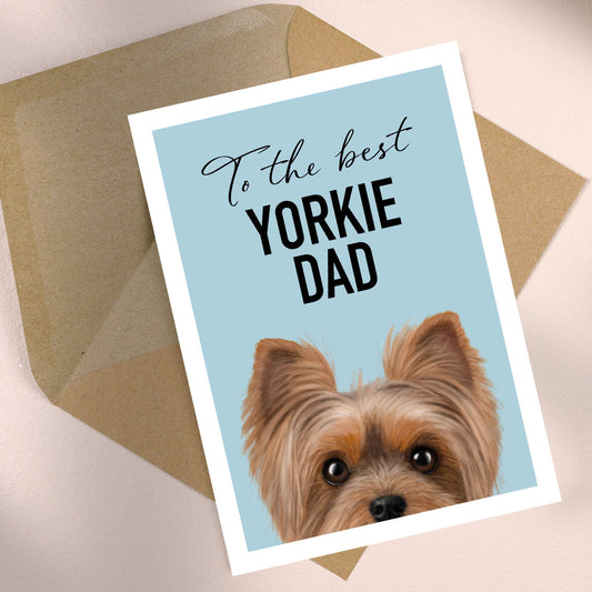Peeping Yorkie Best Dad Card