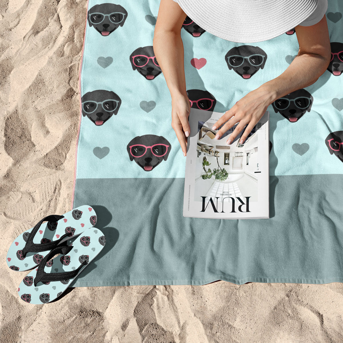 Black Labrador Beach Towel