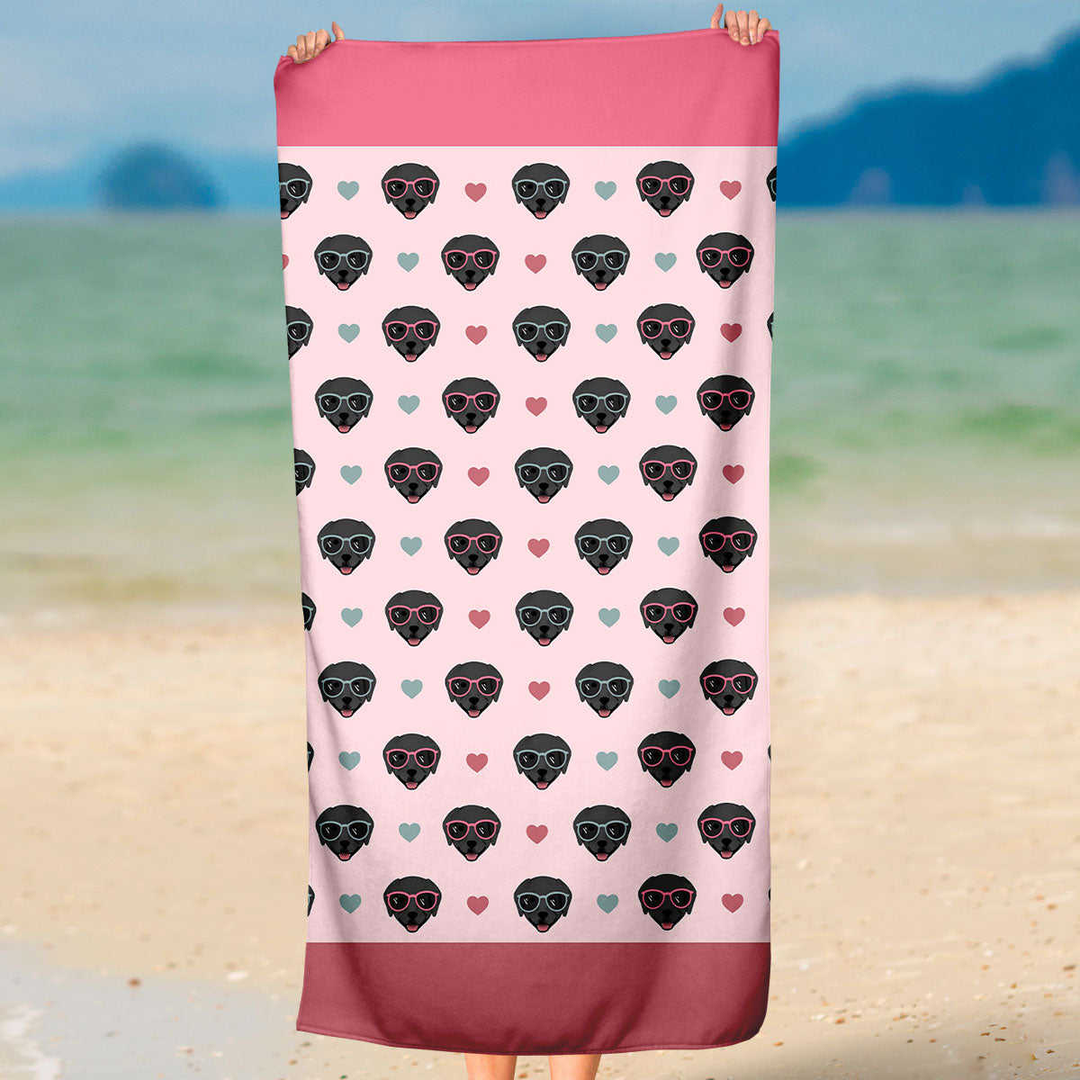 Black Labrador Beach Towel