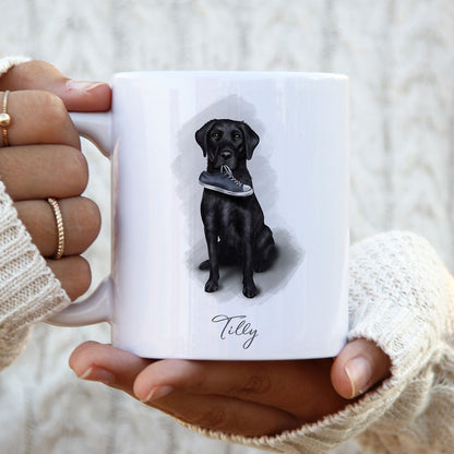 Personalised Black Labrador with Shoe Mug