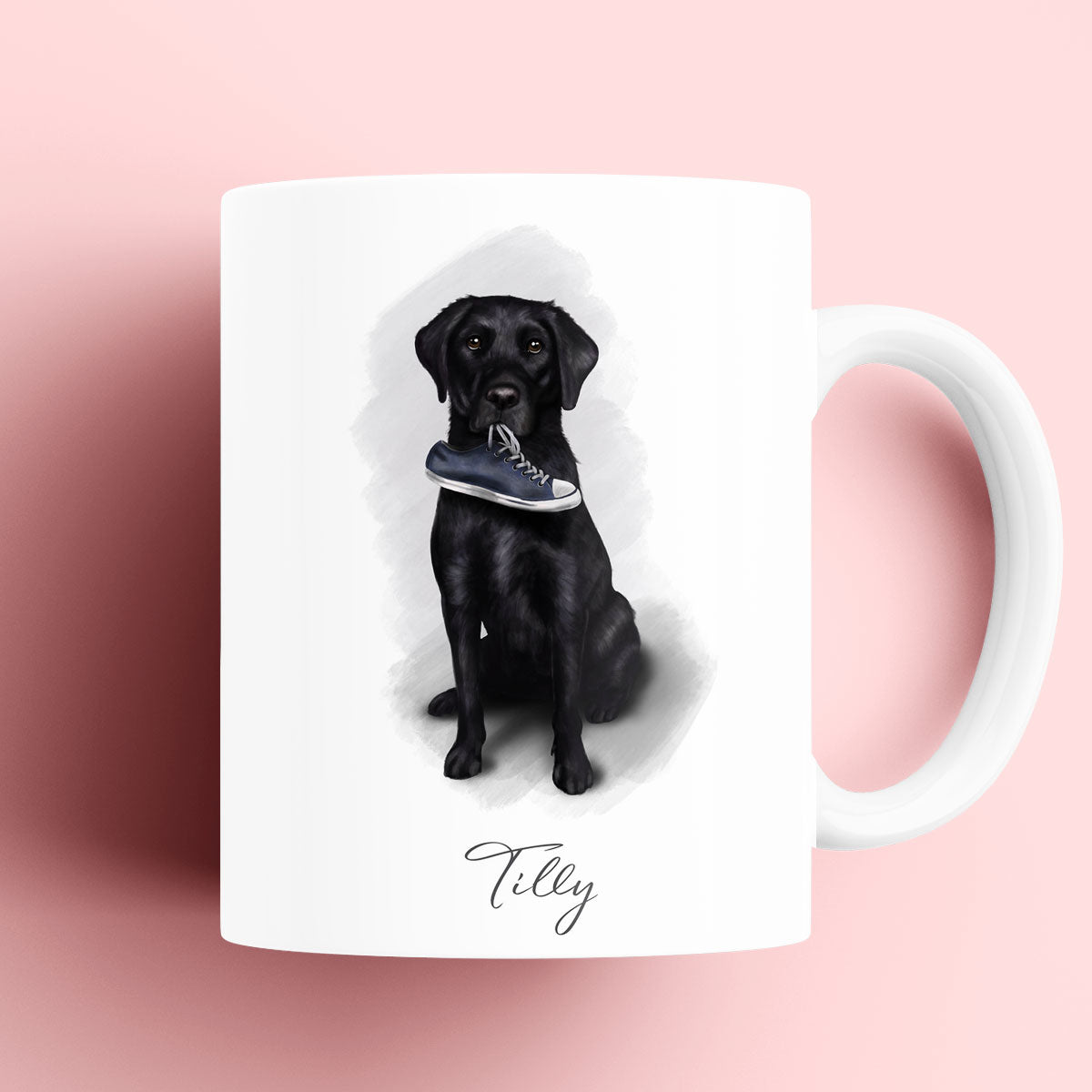 Personalised Black Labrador with Shoe Mug