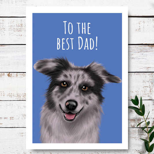 Blue Merle Border Collie Best Dad Card