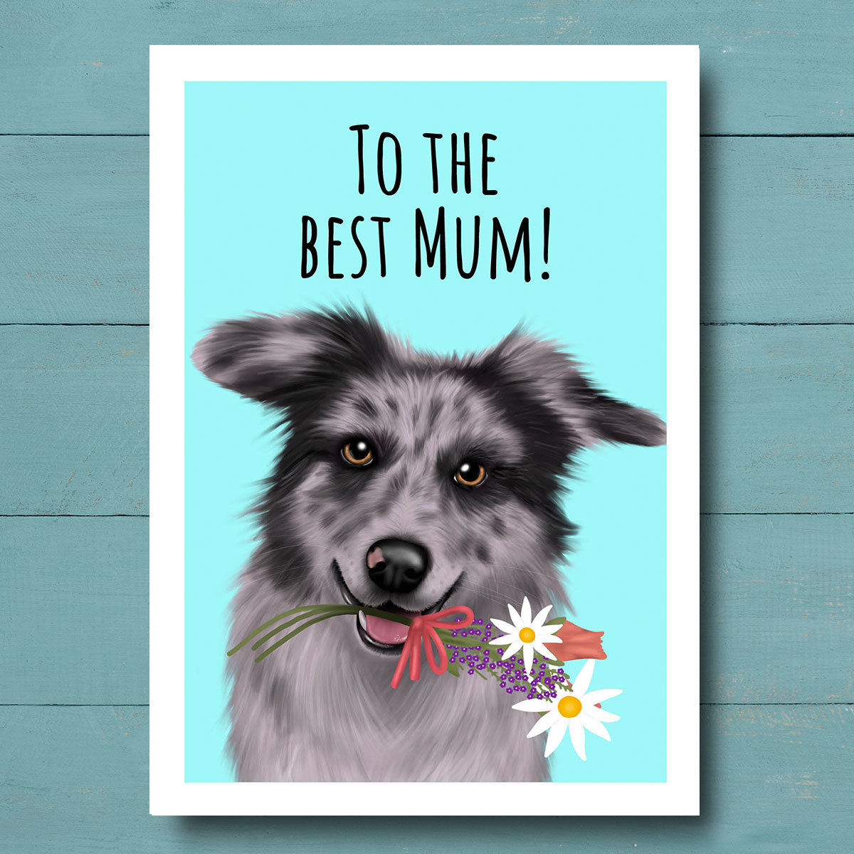 Blue Merle Border Collie Best Mum Card