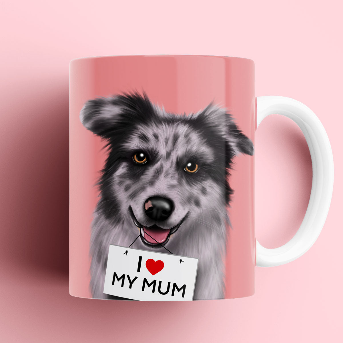 Blue Merle Border Collie "I love my Mum" Mug