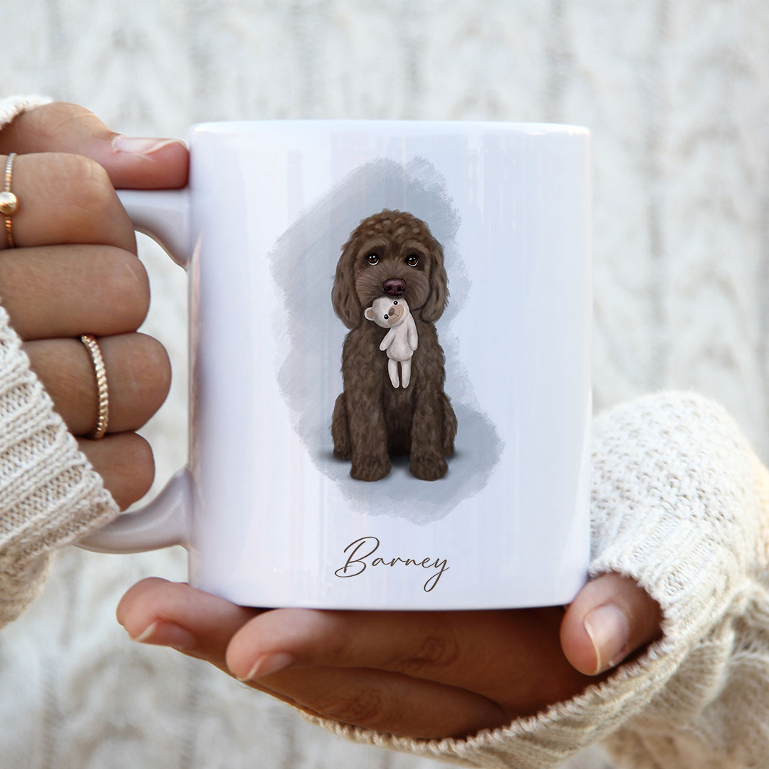 Personalised Chocolate Cockapoo with Teddy Mug