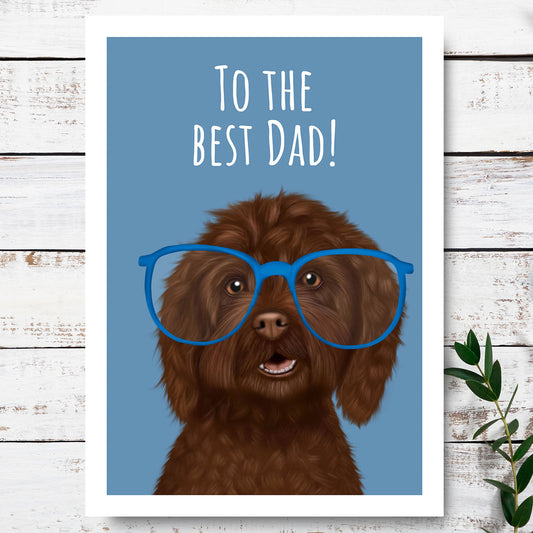 Chocolate Cockapoo Best Dad Card