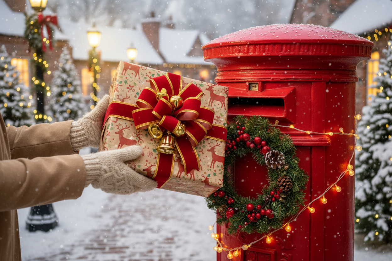 Christmas parcel being posted