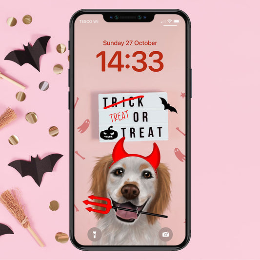 Lemon Roan Cocker Spaniel Treat or Treat Phone Wallpaper