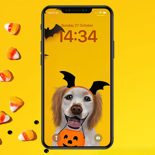 Lemon Roan Cocker Spaniel Halloween Phone Wallpaper