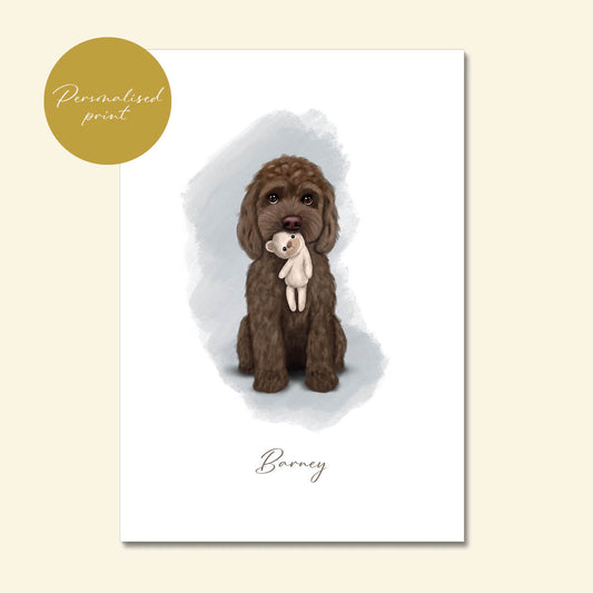 Personalised Chocolate Cockapoo with Teddy