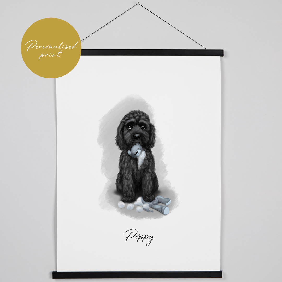 Personalised Black Cockapoo Hanging Print