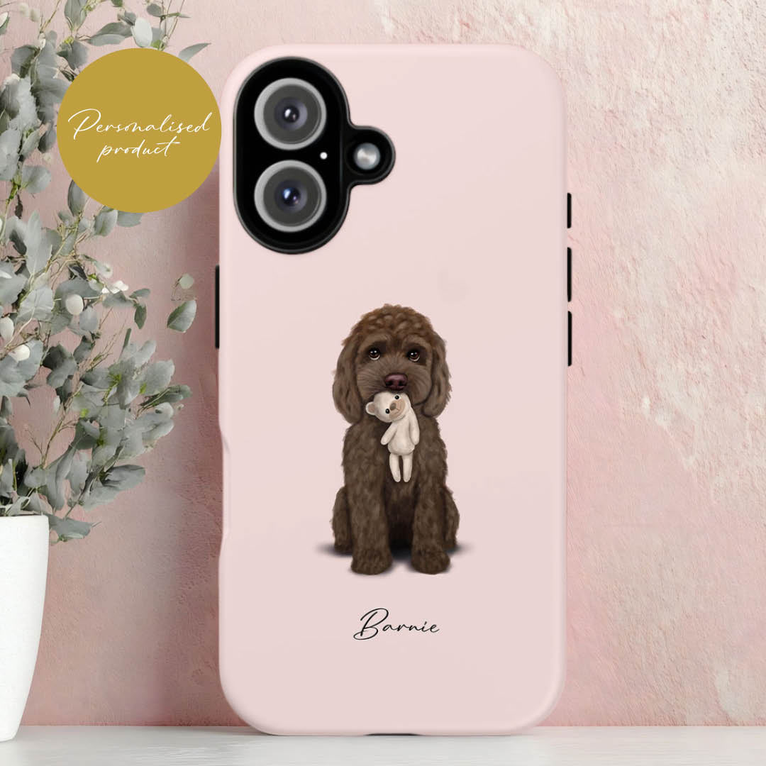 Personalised Chocolate Cockapoo "Comfort Teddy" iPhone Tough Case