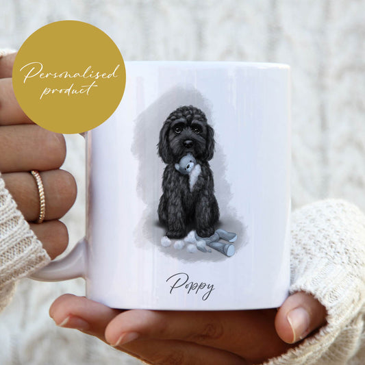 Personalised Black Cockapoo with Teddy Mug