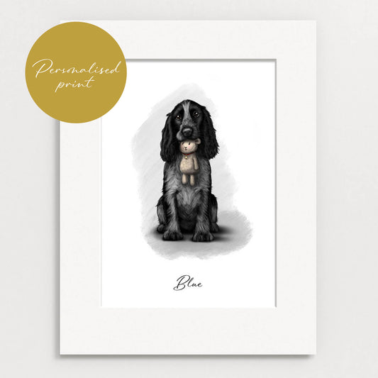 Personalised Blue Roan Cocker Spaniel - Mounted