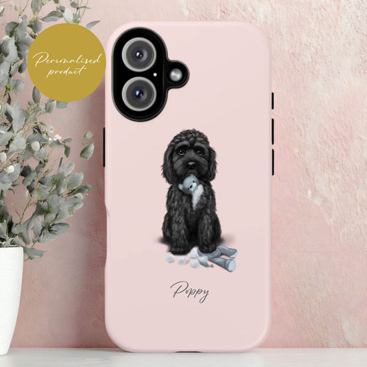 Personalised Black Cockapoo  "Teddy Is Defeated" iPhone Tough Case