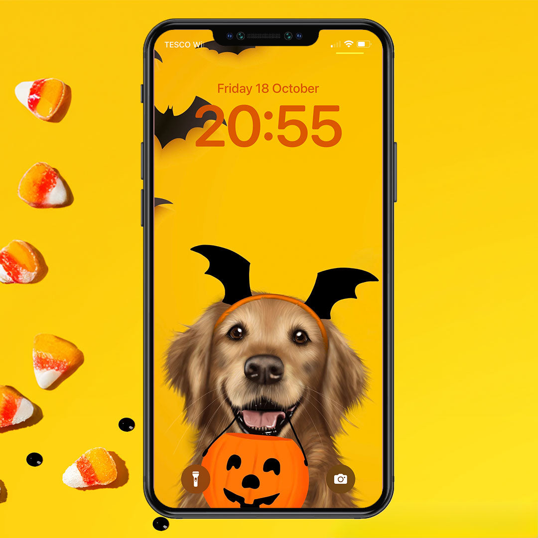 Golden Retriever Halloween Phone Wallpaper