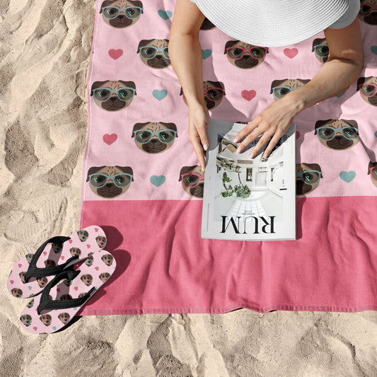 Pug Beach Towel