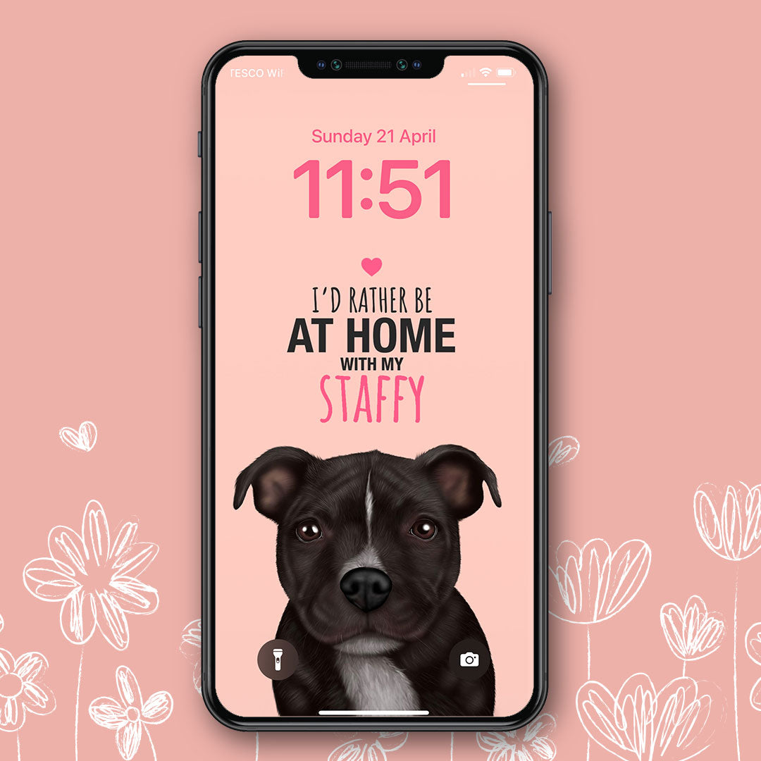 Home with my Staffy Phone Wallpaper