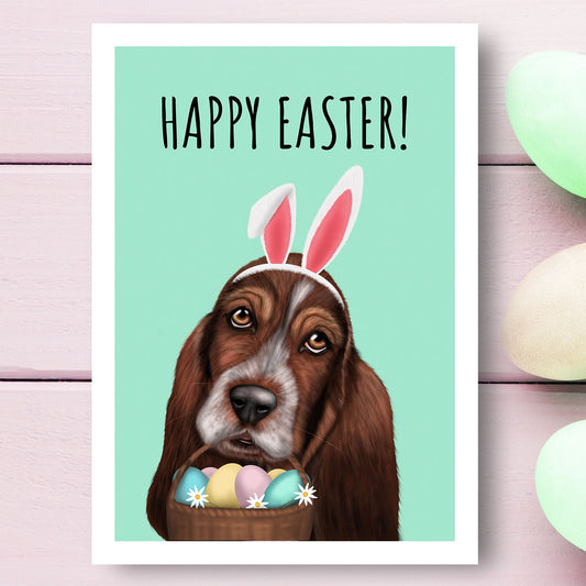 Bassett Hound Happy Easter Card