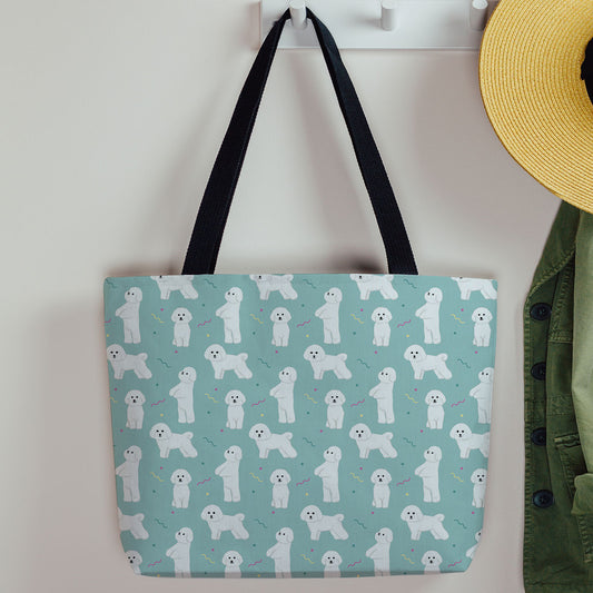 Bichon Frise Pattern Canvas Tote Bag