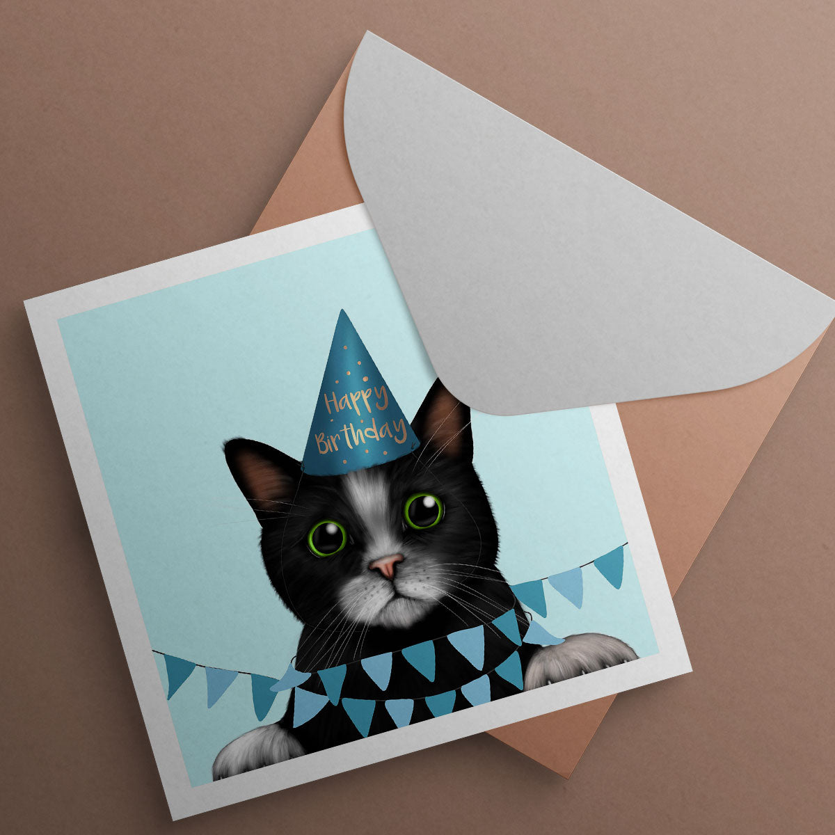 Black and White Cat Birthday Card