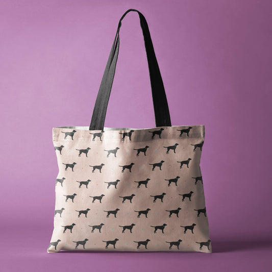 Black Labrador Pattern Canvas Tote Bag