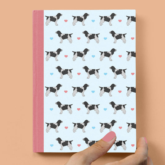 Blue Roan Cocker Spaniel and Hearts Hardback Journal