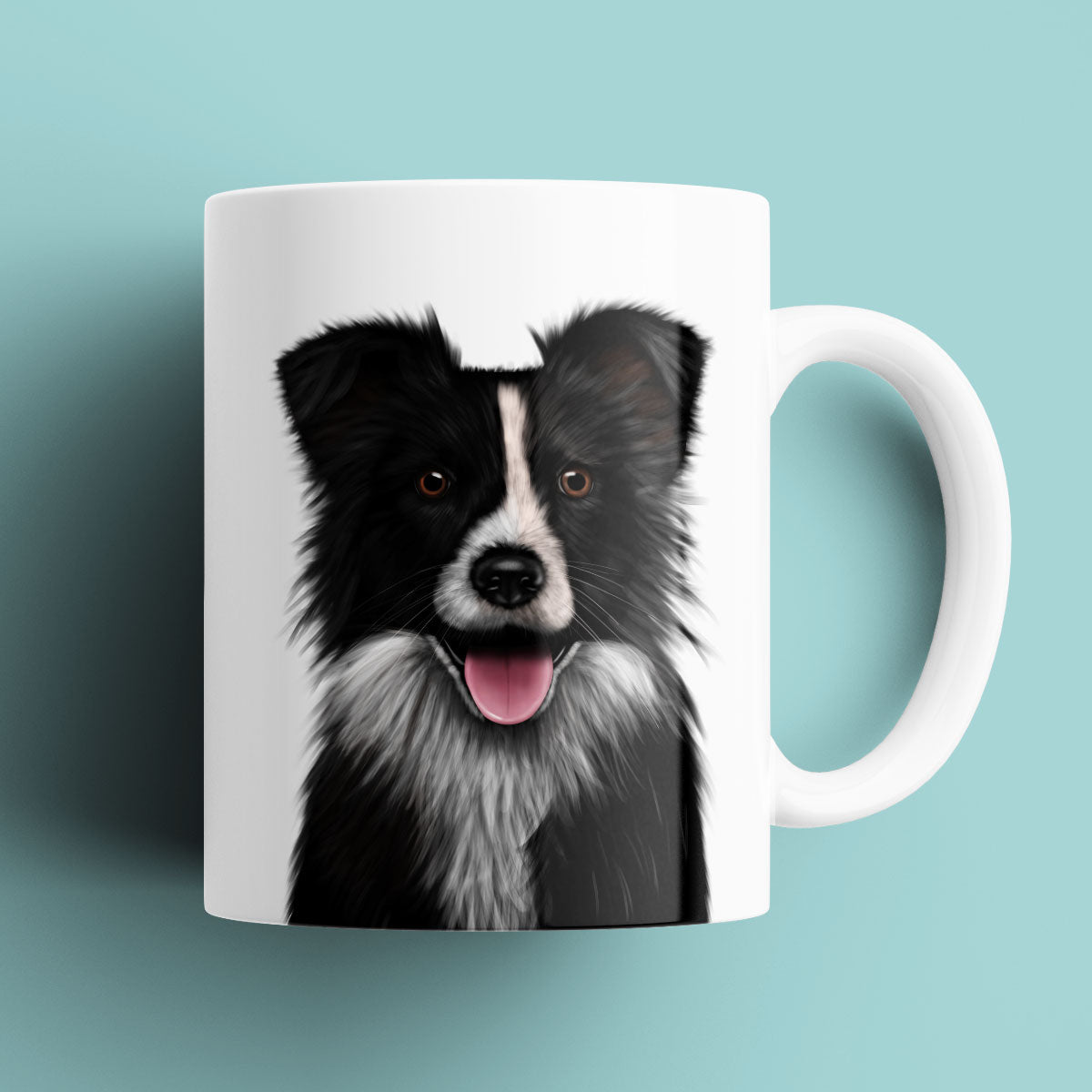 Portrait of a Border Collie dog on a mug