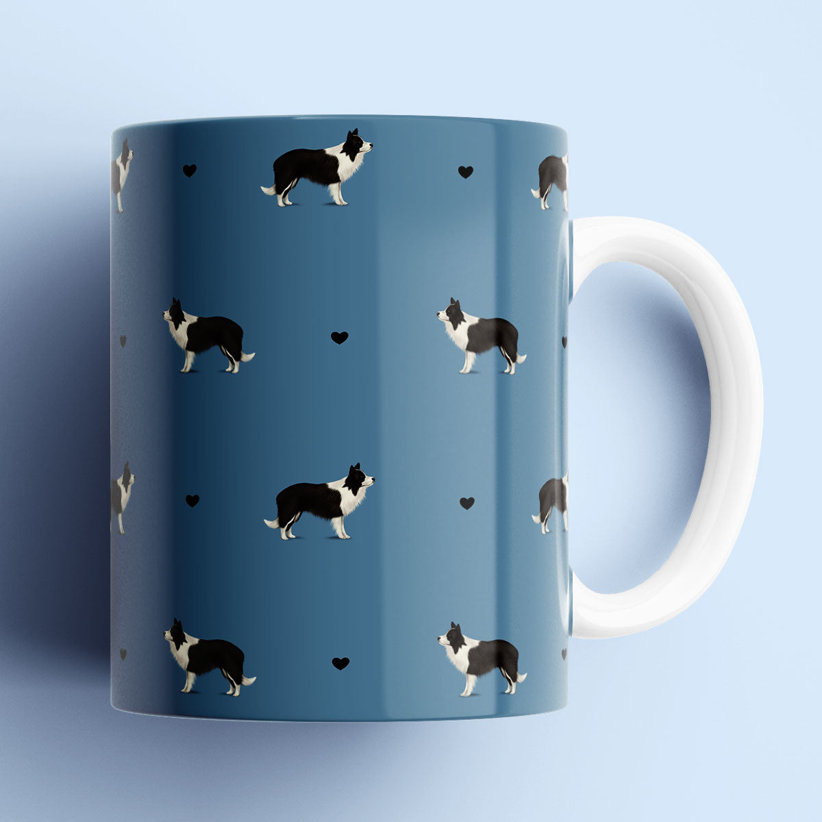 Border Collie With Hearts Pattern Mug