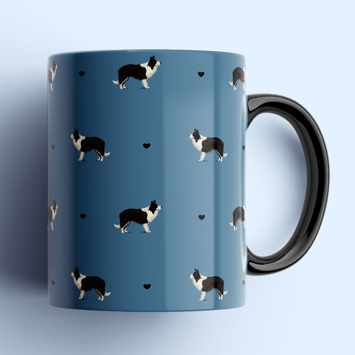 Border Collie With Hearts Pattern Mug